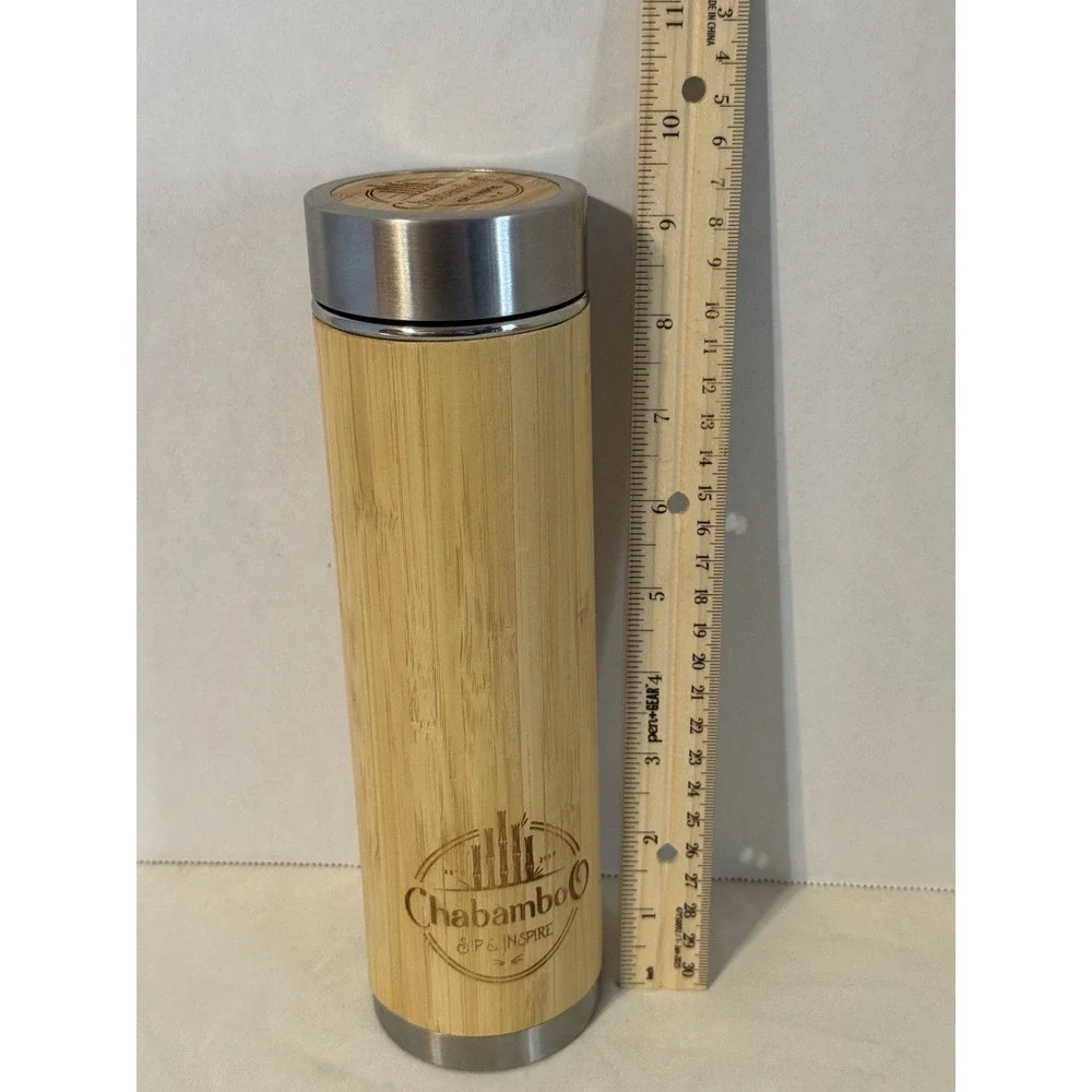 Chabamboo Bamboo Tea Tumbler 18oz Stainless Steel Infuser Flask‎ Mug Eco